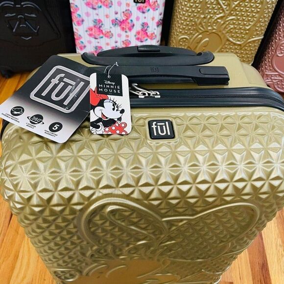 Disney Minnie Mouse Gold Carry-On Spinner FUL Suitcase Textured Hard Luggage 25" - Picture 3 of 8
